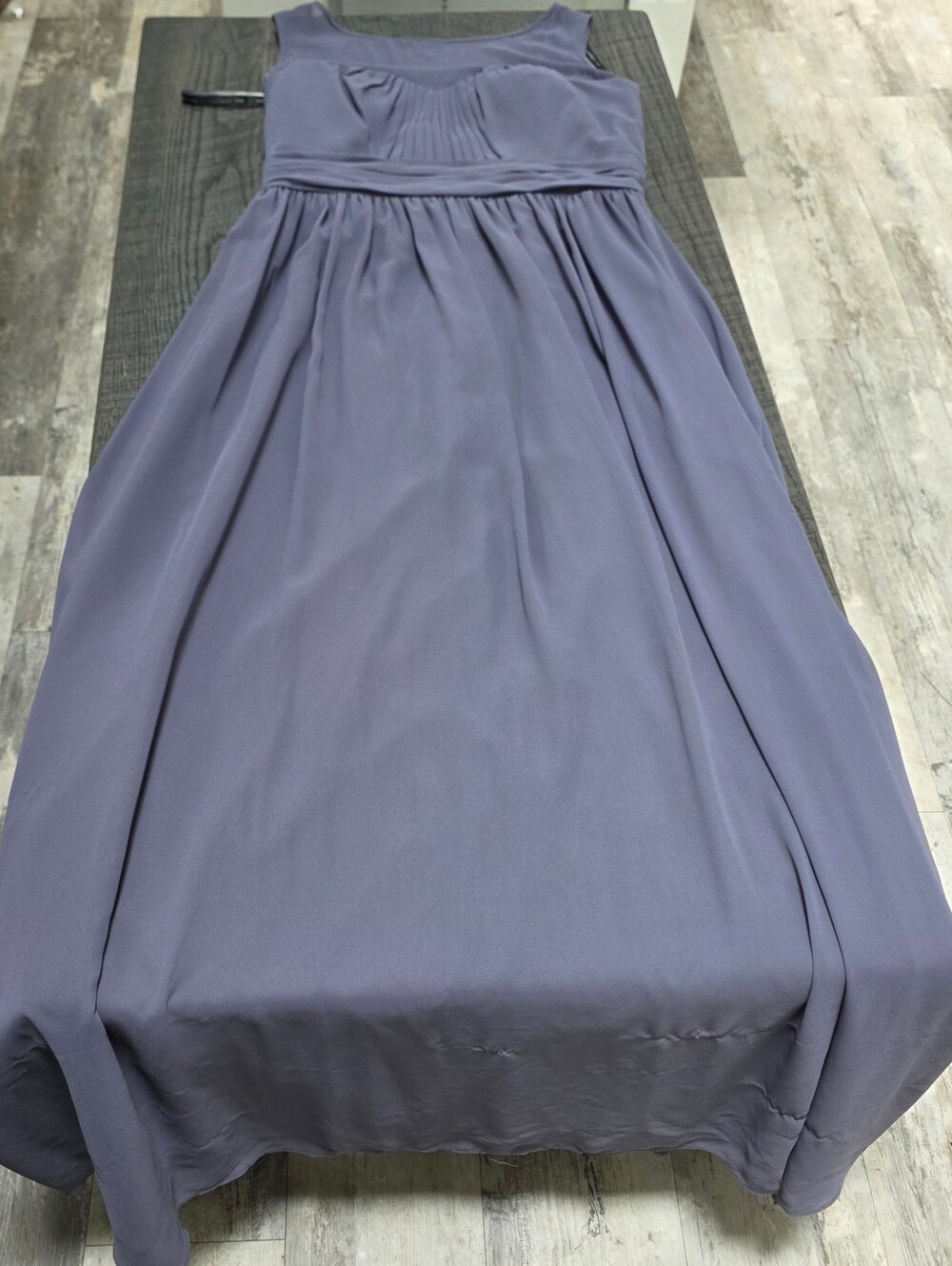 Bill Levkoff Sheer Yoke Pleated Chiffon Maxi Dress in Dusty Mauve (Size :14) - Picture 9 of 10